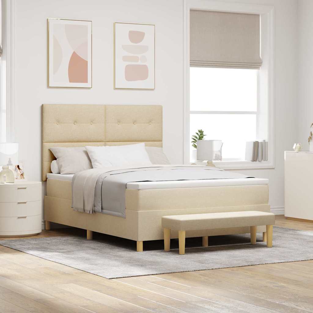 Boxspringbett mit Matratze Creme 140 x 200 cm Stoff