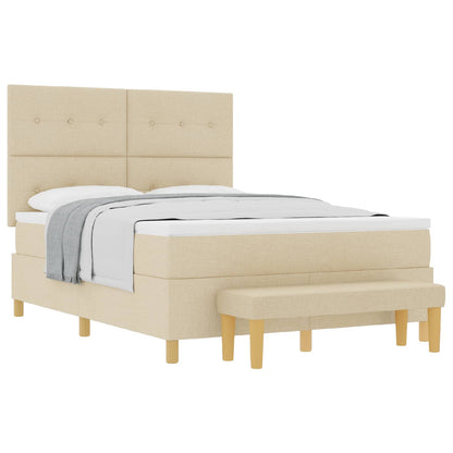 Boxspringbett mit Matratze Creme 140 x 200 cm Stoff