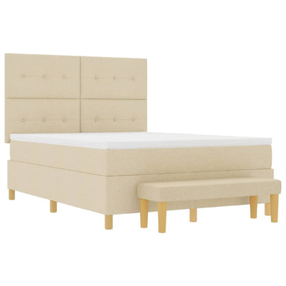 Boxspringbett mit Matratze Creme 140 x 200 cm Stoff