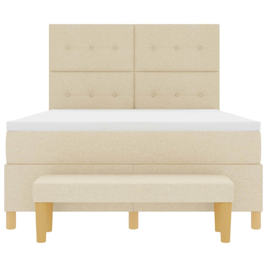 Boxspringbett mit Matratze Creme 140 x 200 cm Stoff