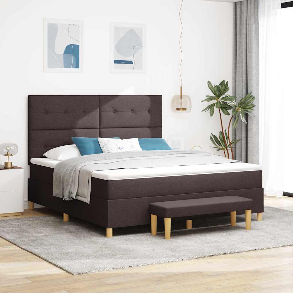 vidaXL Boxspringbett mit Matratze Dunkelbraun 180 x 200 cm Stoff