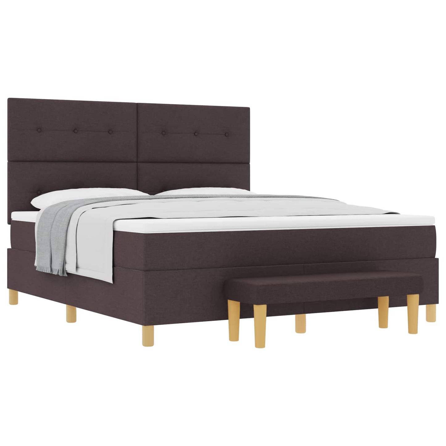 vidaXL Boxspringbett mit Matratze Dunkelbraun 180 x 200 cm Stoff