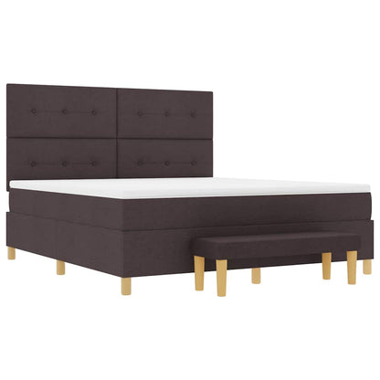vidaXL Boxspringbett mit Matratze Dunkelbraun 180 x 200 cm Stoff