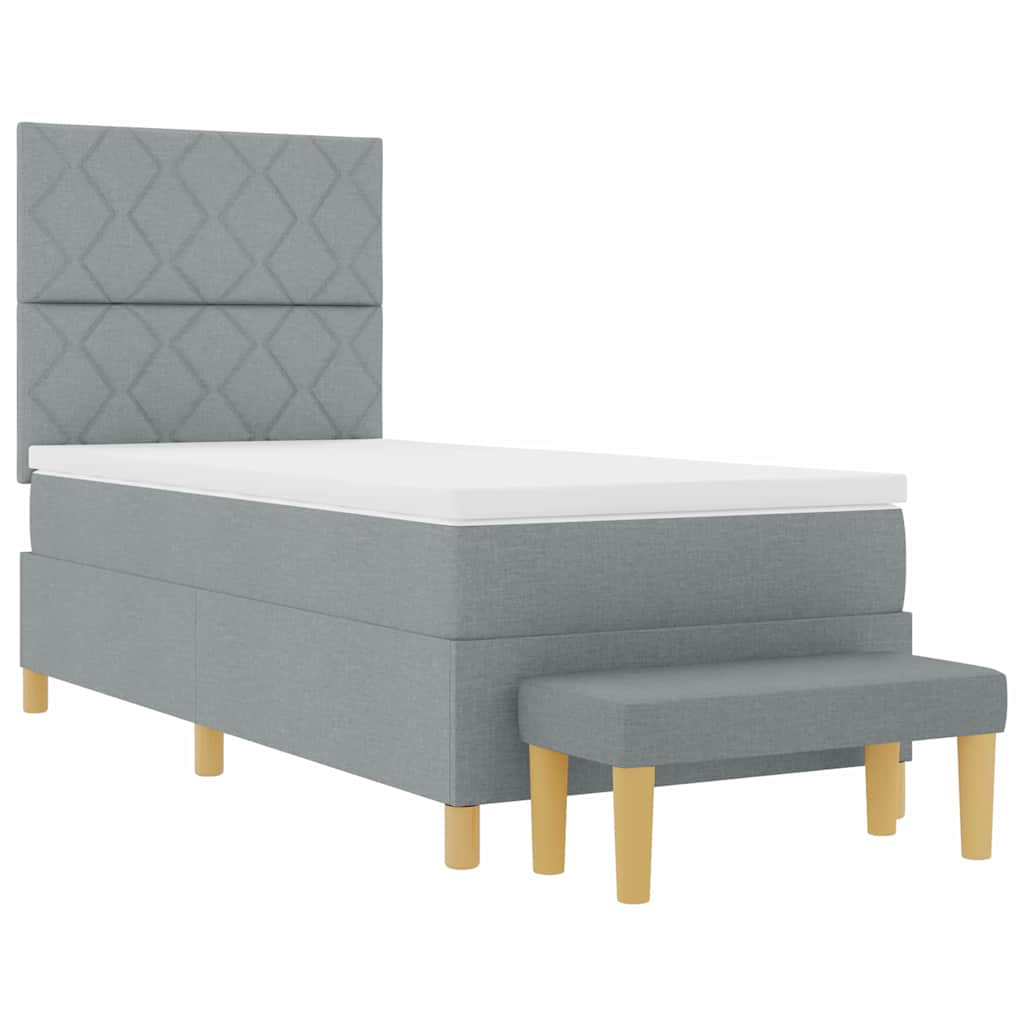 Boxspringbett mit Matratze Hellgrau 100 x 200 cm Stoff