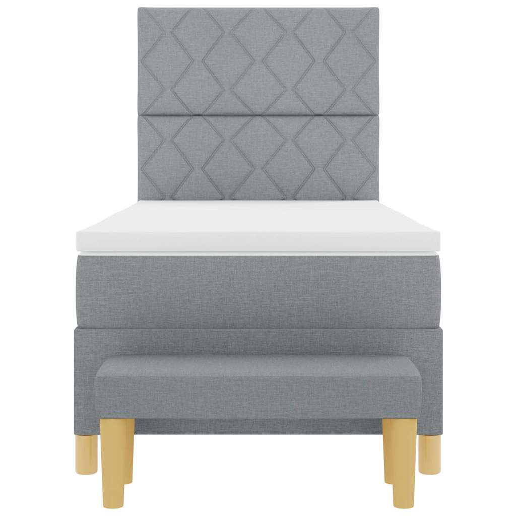 Boxspringbett mit Matratze Hellgrau 100 x 200 cm Stoff