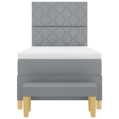 Boxspringbett mit Matratze Hellgrau 100 x 200 cm Stoff