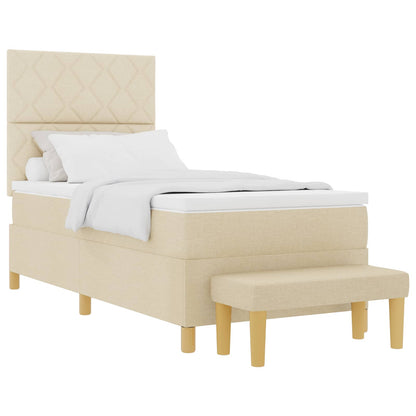 Boxspringbett mit Matratze Creme 100 x 200 cm Stoff