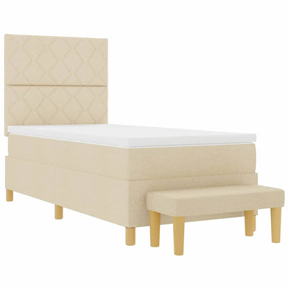 Boxspringbett mit Matratze Creme 100 x 200 cm Stoff