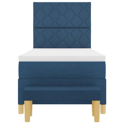 Boxspringbett mit Matratze mit Kopfteil Blau 100 x 200 cm Stoff