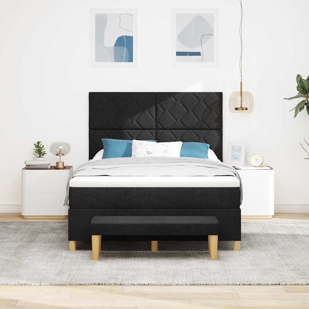 vidaXL Boxspringbett mit Matratze Schwarz 160 x 200 cm Stoff