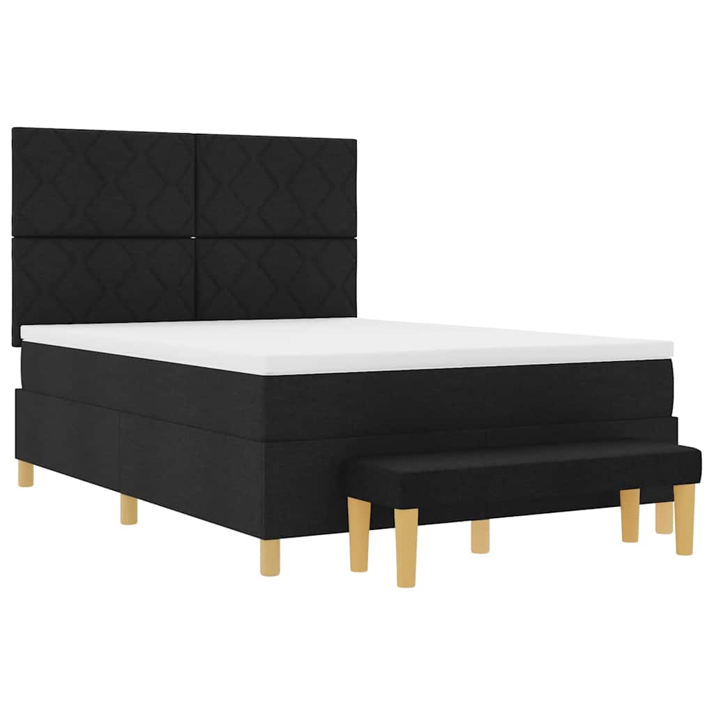 vidaXL Boxspringbett mit Matratze Schwarz 160 x 200 cm Stoff