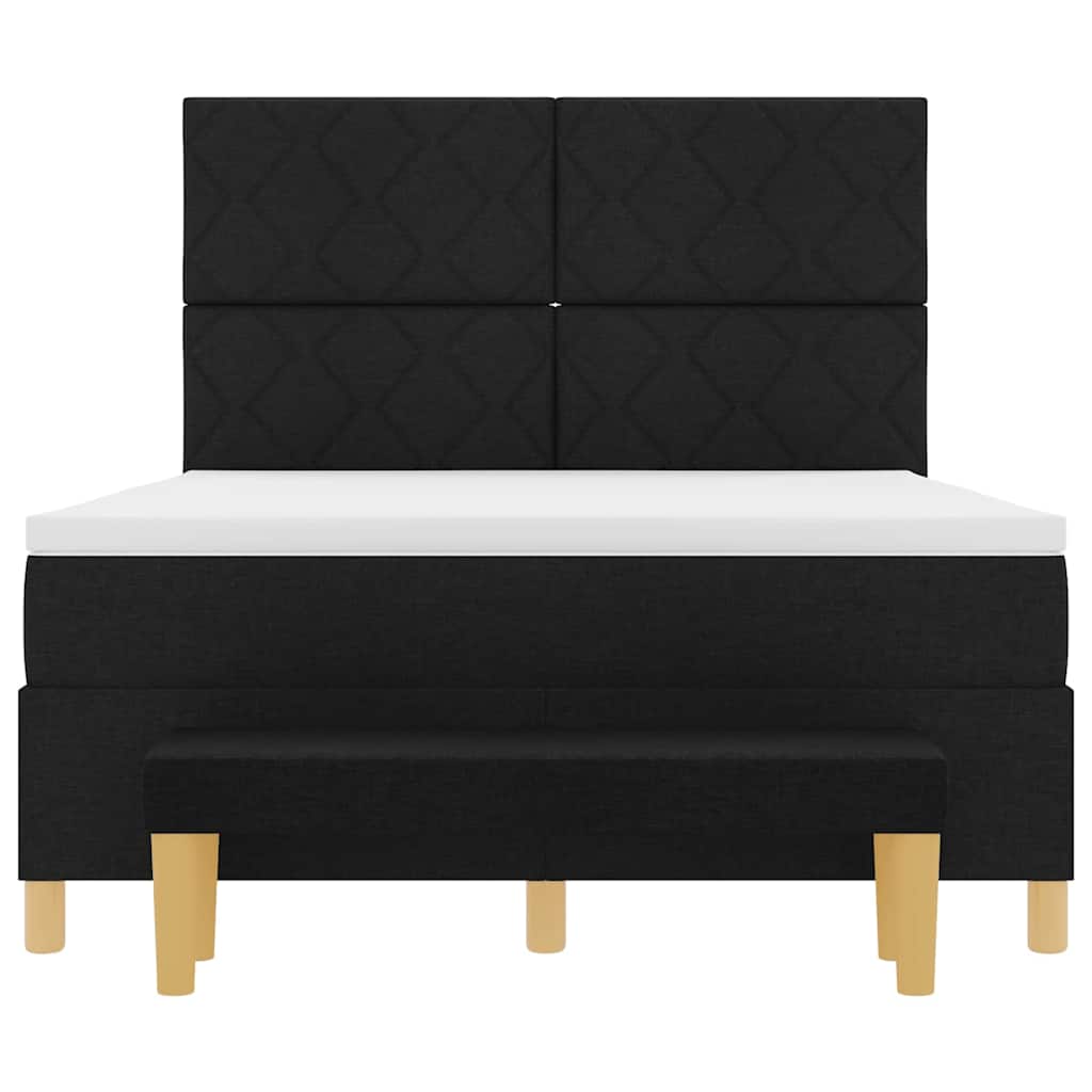 vidaXL Boxspringbett mit Matratze Schwarz 160 x 200 cm Stoff