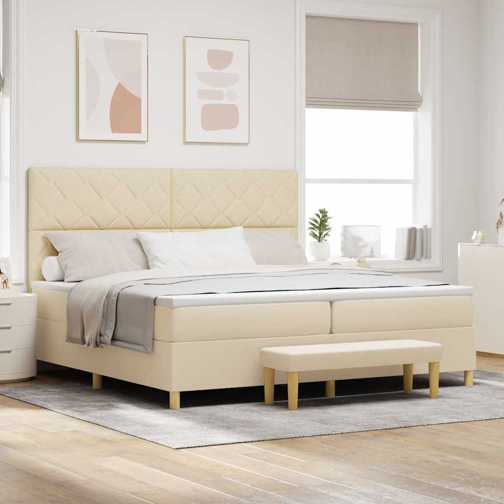 Boxspringbett mit Matratze Creme 200 x 200 cm Stoff