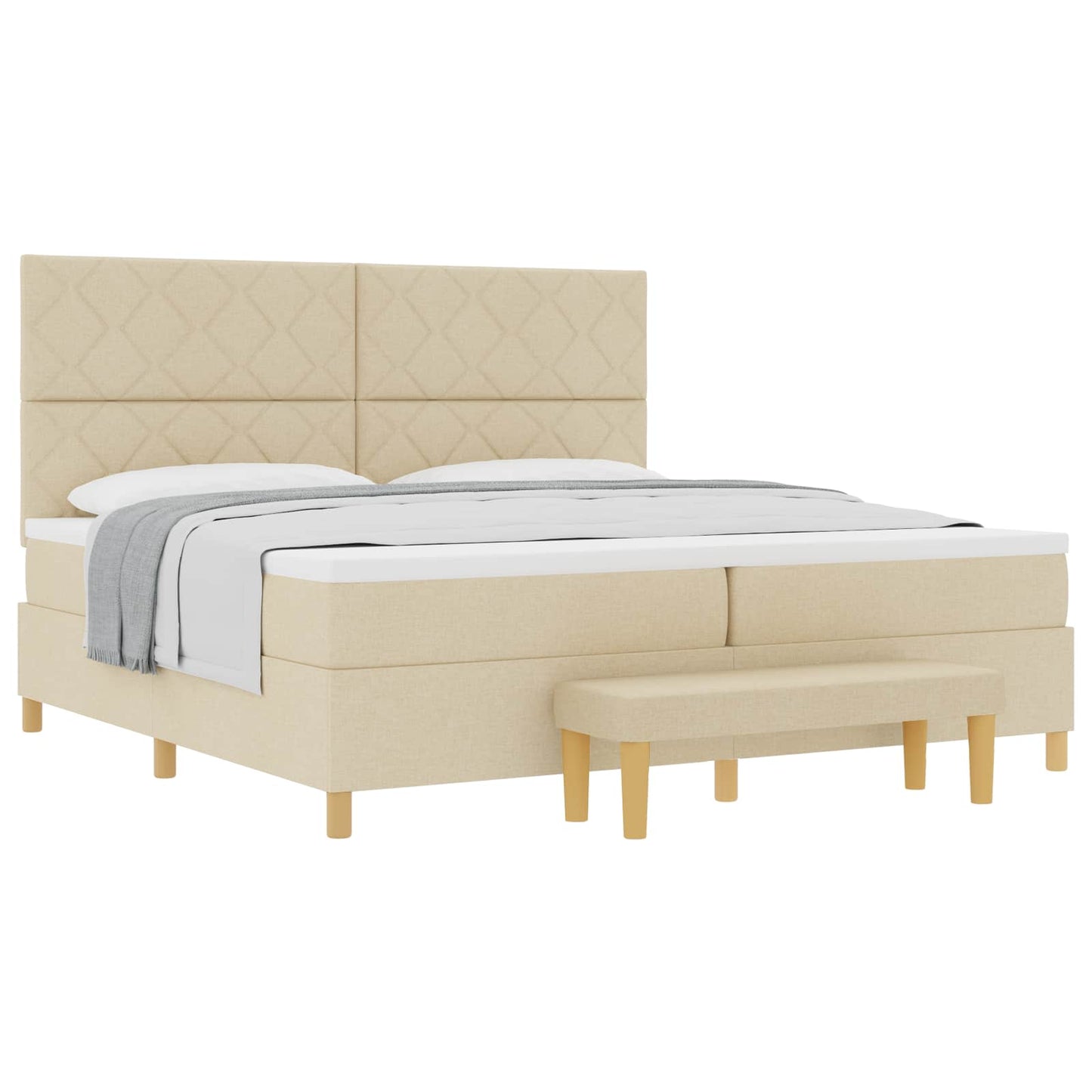 Boxspringbett mit Matratze Creme 200 x 200 cm Stoff