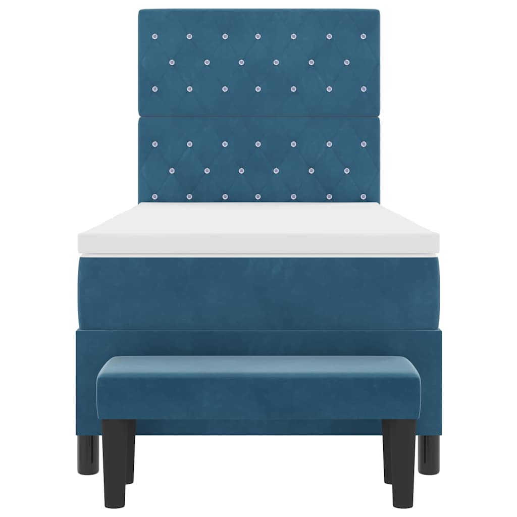 Boxspringbett mit Matratze Dunkelblau 90 x 200 cm Samt