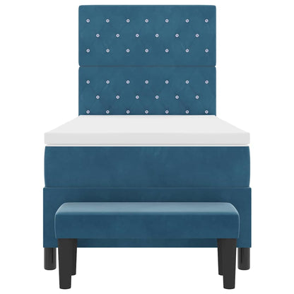 Boxspringbett mit Matratze Dunkelblau 90 x 200 cm Samt