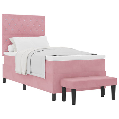 Boxspringbett mit Matratze mit Kopfteil Rosa 90 x 200 cm Samt