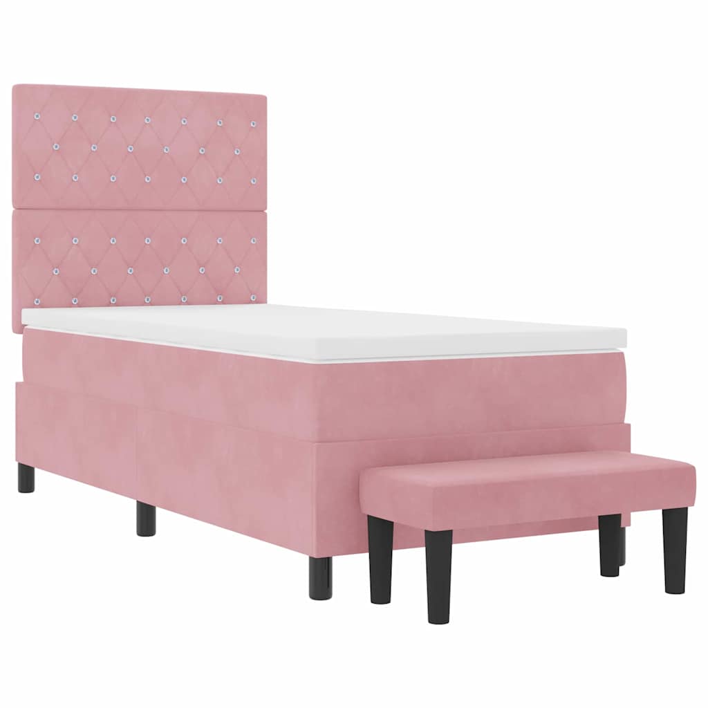 Boxspringbett mit Matratze mit Kopfteil Rosa 90 x 200 cm Samt