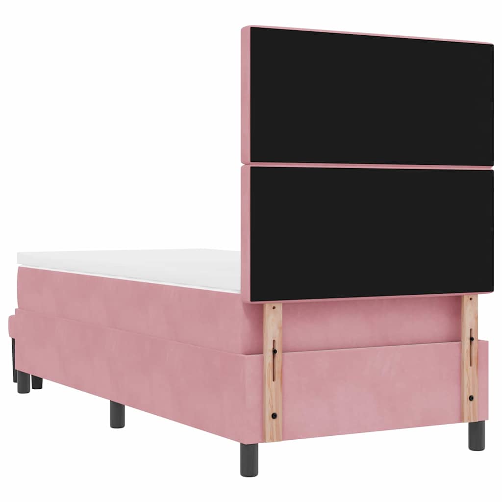 Boxspringbett mit Matratze mit Kopfteil Rosa 90 x 200 cm Samt
