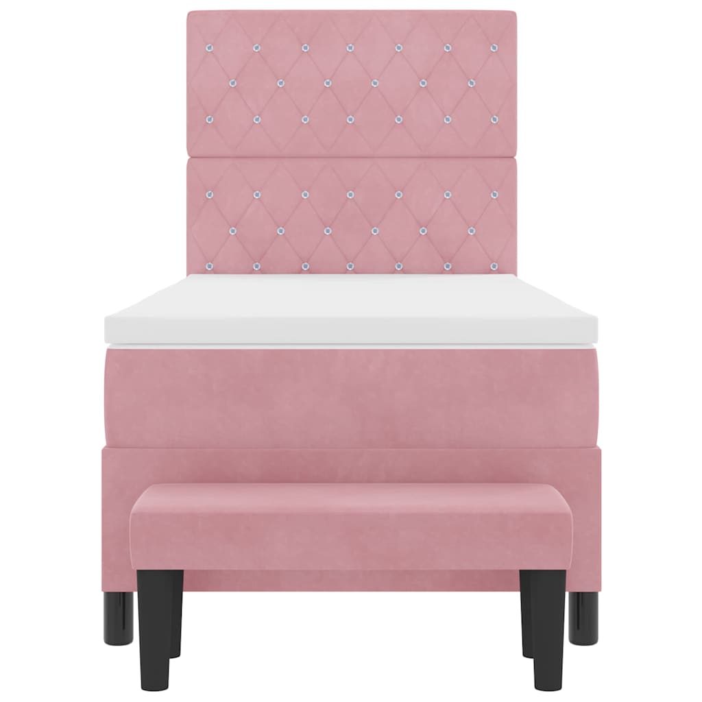 Boxspringbett mit Matratze mit Kopfteil Rosa 90 x 200 cm Samt
