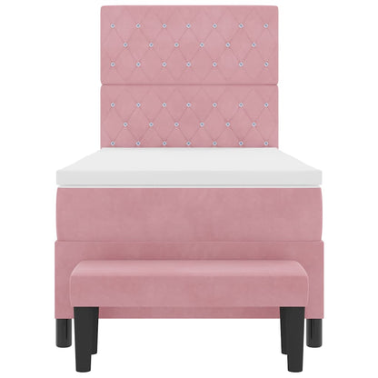 Boxspringbett mit Matratze mit Kopfteil Rosa 90 x 200 cm Samt
