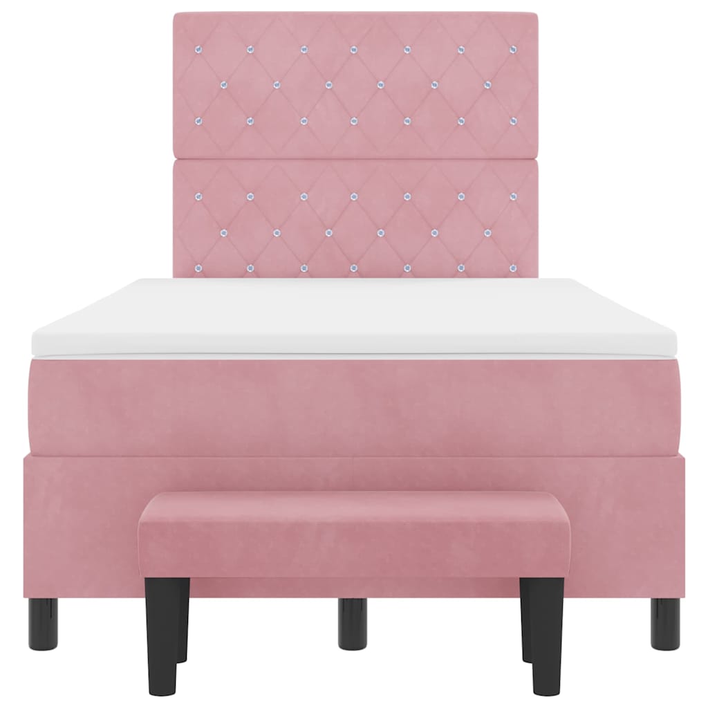 Boxspringbett mit Matratze mit Kopfteil Rosa 120 x 200 cm Samt