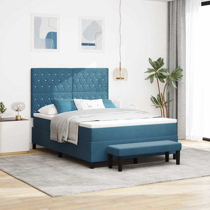 vidaXL Boxspringbett mit Matratze Dunkelblau 140 x 190 cm Samt