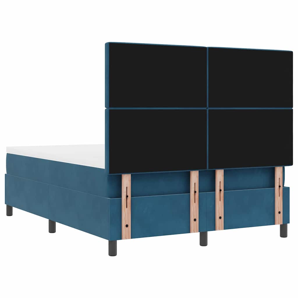 vidaXL Boxspringbett mit Matratze Dunkelblau 140 x 190 cm Samt