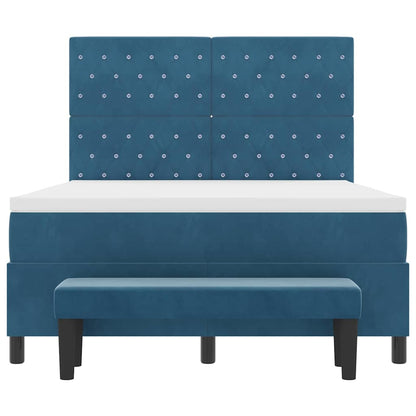 vidaXL Boxspringbett mit Matratze Dunkelblau 140 x 190 cm Samt