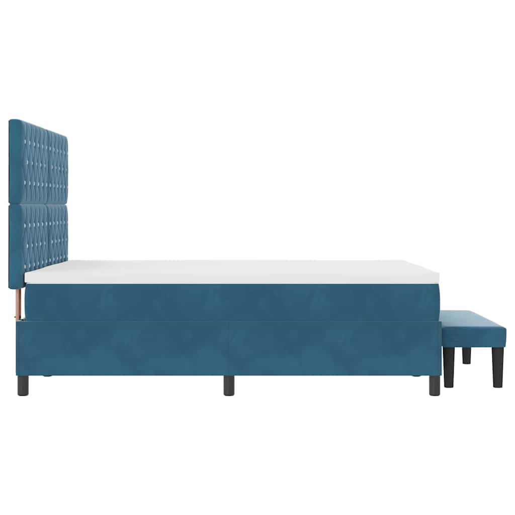 vidaXL Boxspringbett mit Matratze Dunkelblau 140 x 190 cm Samt