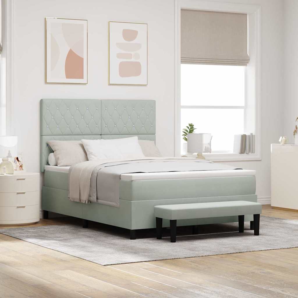 Boxspringbett mit Matratze Hellgrau 140 x 200 cm Samt