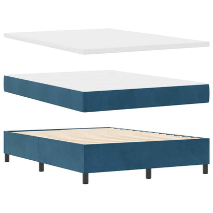 vidaXL Boxspringbett mit Matratze Dunkelblau 140 x 200 cm Samt