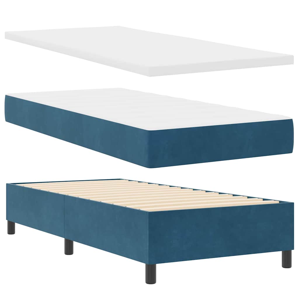 Boxspringbett mit Matratze Dunkelblau 80 x 200 cm Samt