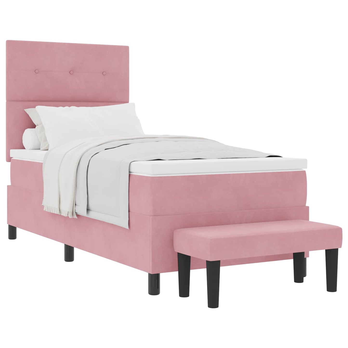 Boxspringbett mit Matratze mit Kopfteil Rosa 80 x 200 cm Samt