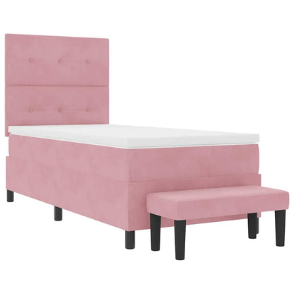 Boxspringbett mit Matratze mit Kopfteil Rosa 80 x 200 cm Samt