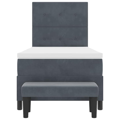 Boxspringbett mit Matratze Dunkelgrau 90 x 200 cm Samt