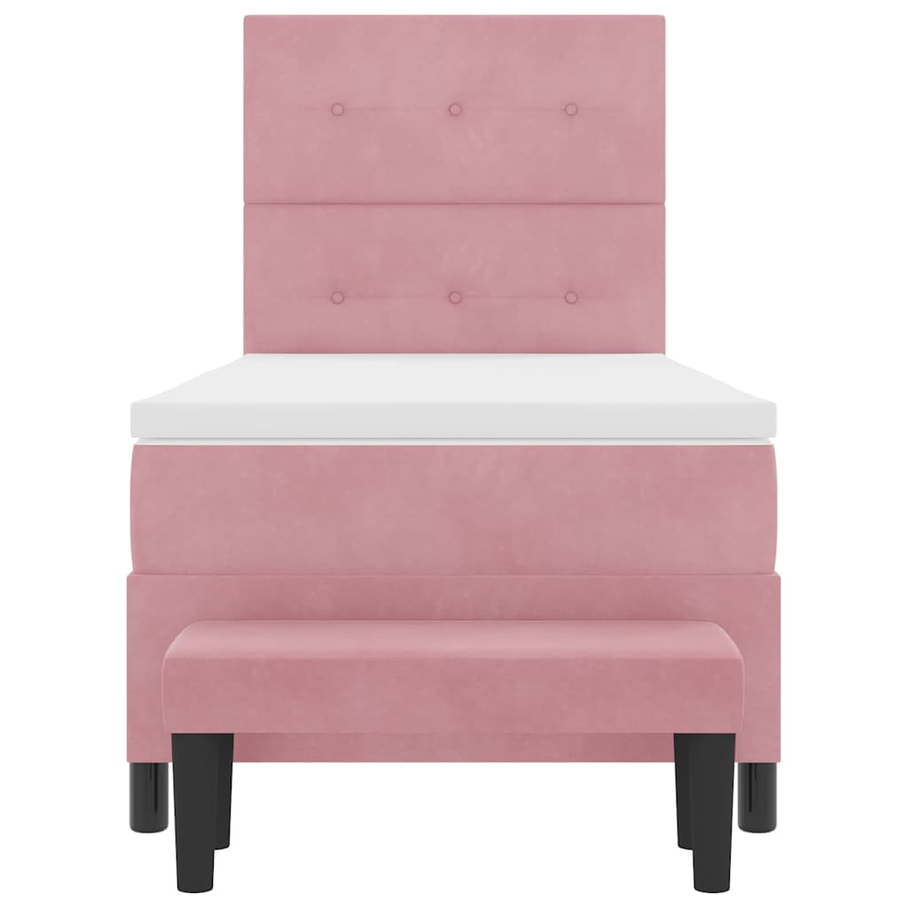Boxspringbett mit Matratze mit Kopfteil Rosa 90 x 200 cm Samt