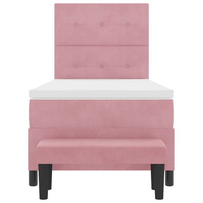 Boxspringbett mit Matratze mit Kopfteil Rosa 90 x 200 cm Samt