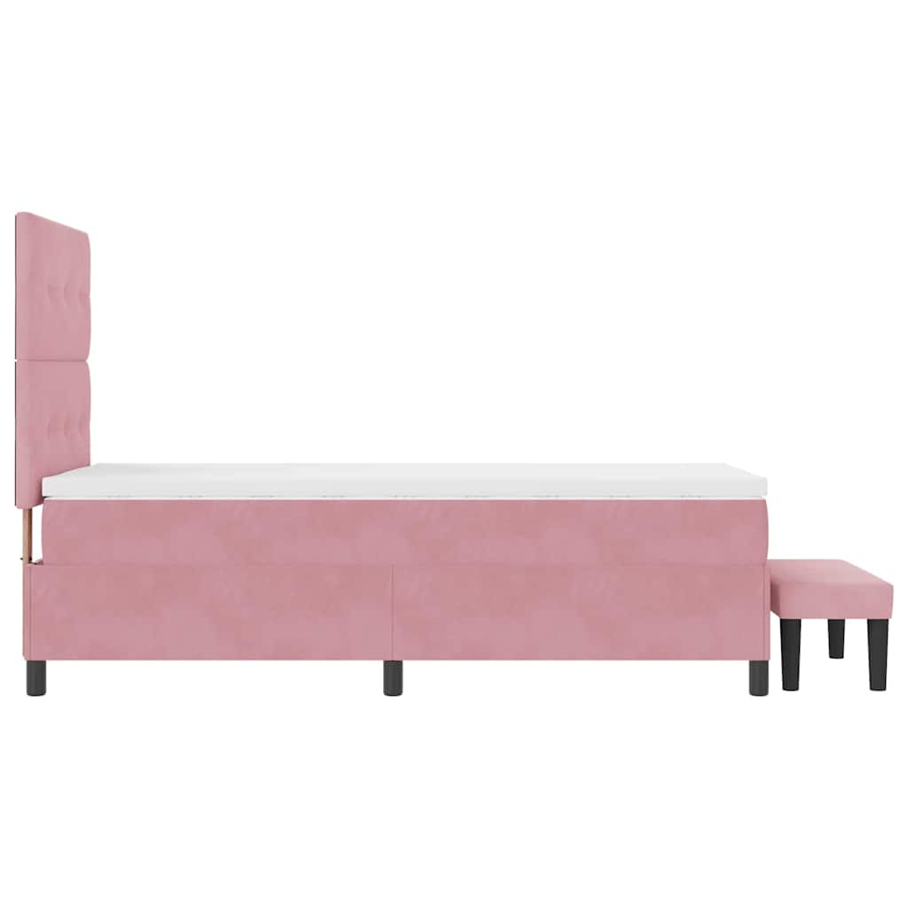Boxspringbett mit Matratze mit Kopfteil Rosa 90 x 200 cm Samt