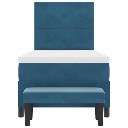 Boxspringbett mit Matratze Dunkelblau 100 x 200 cm Samt