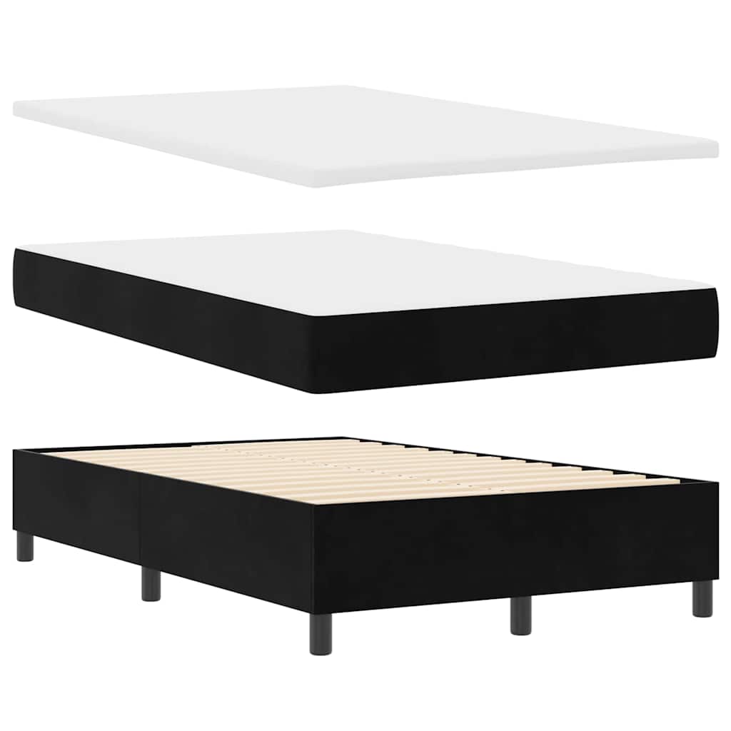 Boxspringbett mit Matratze Schwarz 120 x 190 cm Samt
