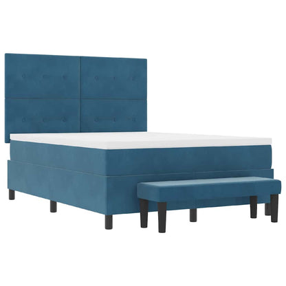 vidaXL Boxspringbett mit Matratze Dunkelblau 140 x 190 cm Samt