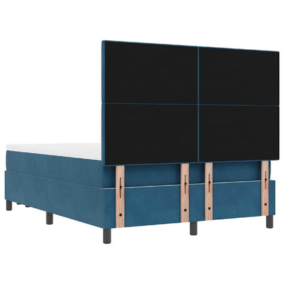 vidaXL Boxspringbett mit Matratze Dunkelblau 140 x 190 cm Samt
