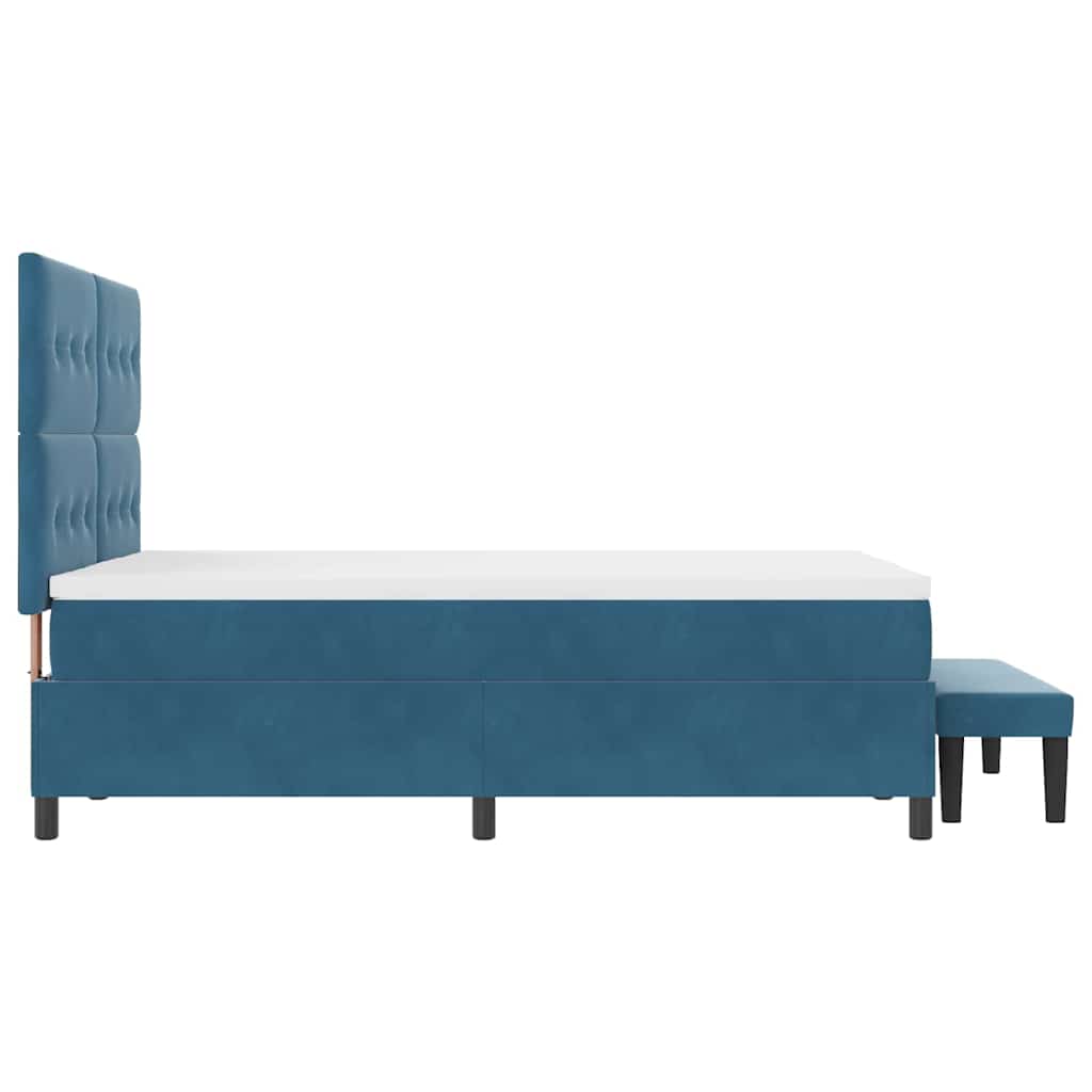 vidaXL Boxspringbett mit Matratze Dunkelblau 140 x 200 cm Samt