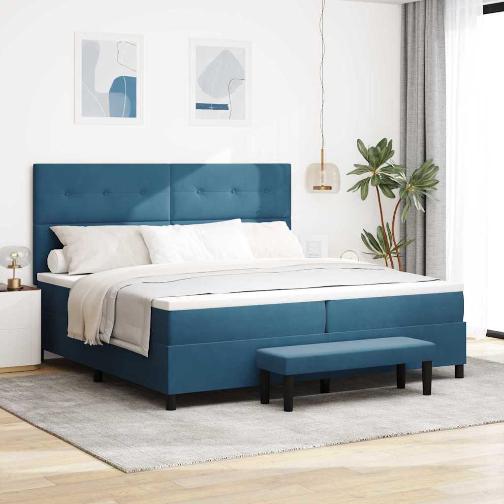 vidaXL Boxspringbett mit Matratze Dunkelblau 200 x 200 cm Samt