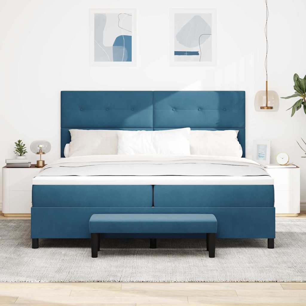 vidaXL Boxspringbett mit Matratze Dunkelblau 200 x 200 cm Samt