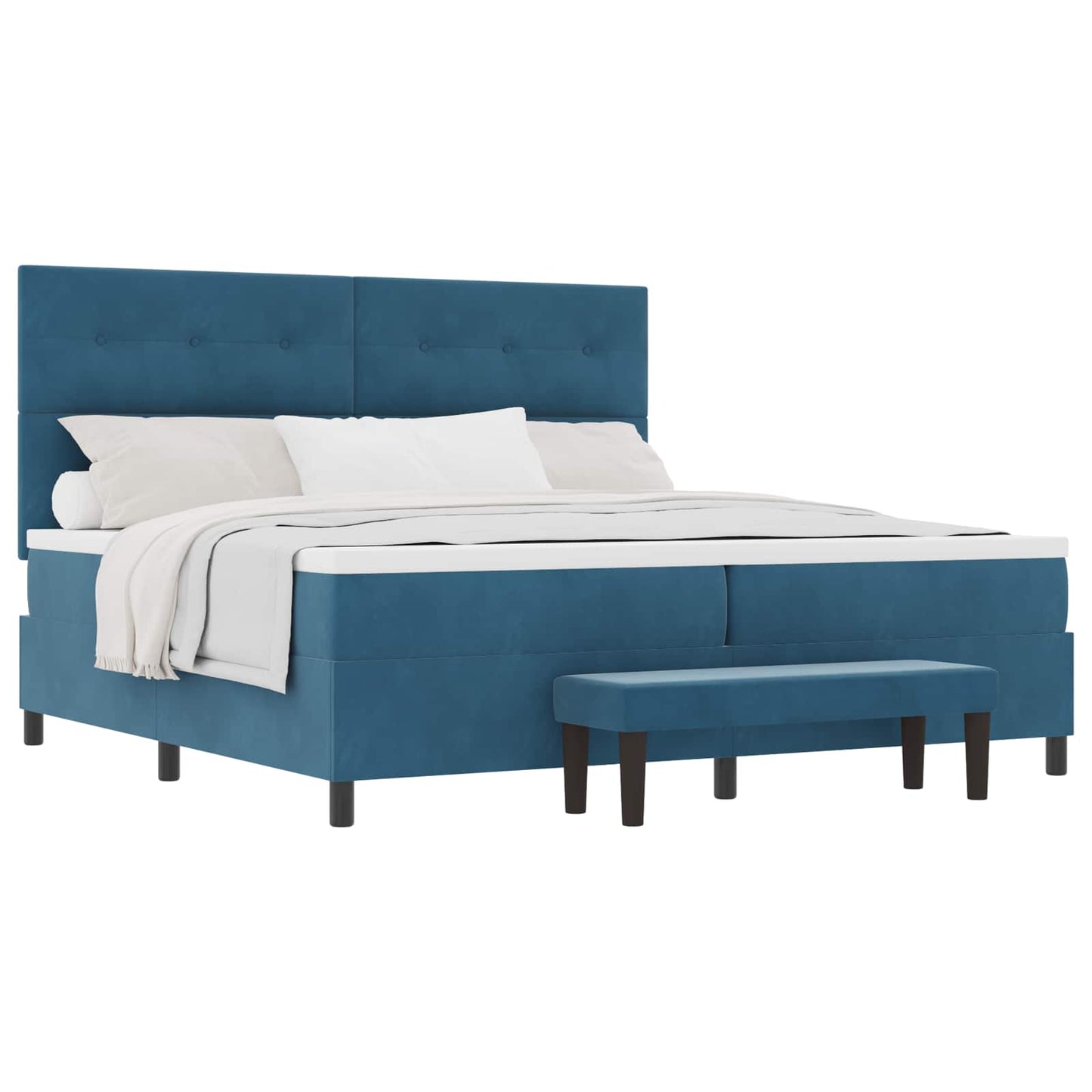 vidaXL Boxspringbett mit Matratze Dunkelblau 200 x 200 cm Samt