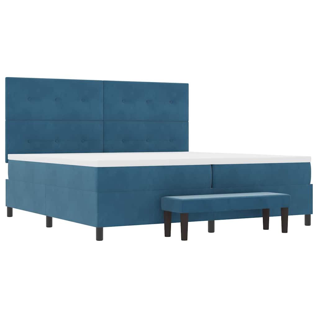 vidaXL Boxspringbett mit Matratze Dunkelblau 200 x 200 cm Samt