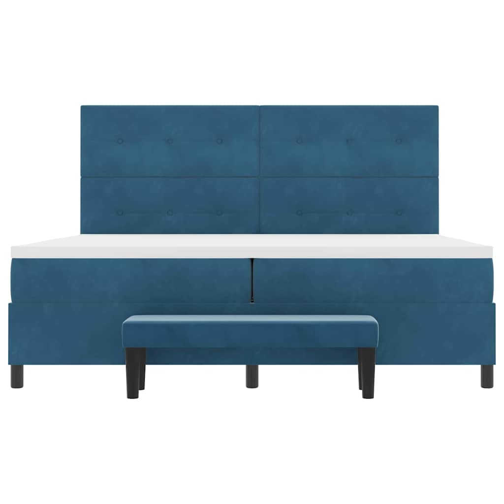 vidaXL Boxspringbett mit Matratze Dunkelblau 200 x 200 cm Samt
