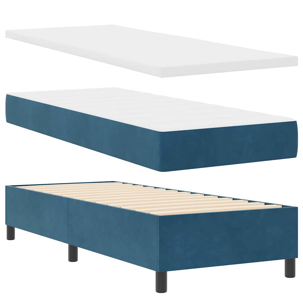 Boxspringbett mit Matratze Dunkelblau 80 x 200 cm Samt